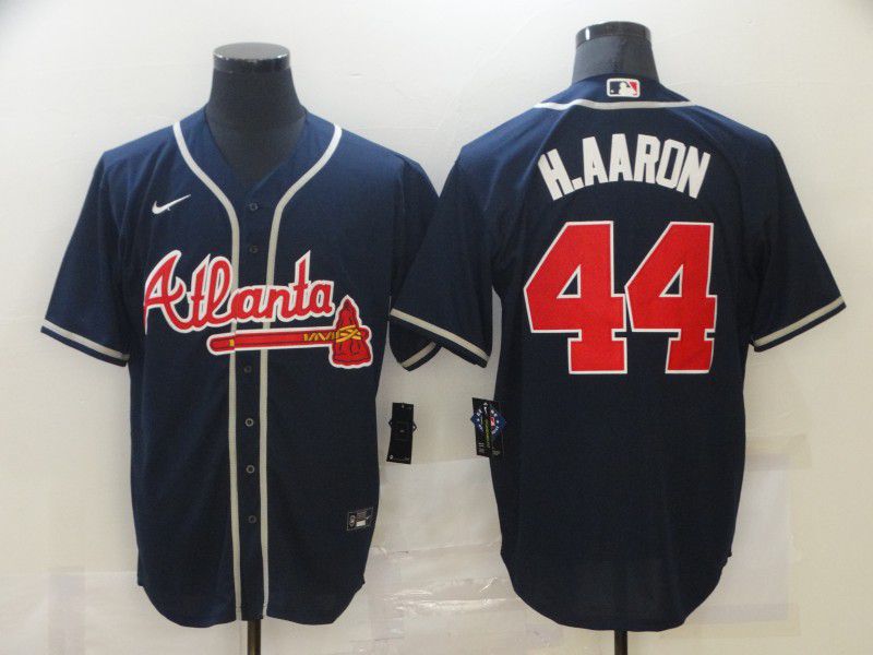 Men Atlanta Braves #44 H.Aaron Blue Game Nike MLB Jerseys->atlanta braves->MLB Jersey